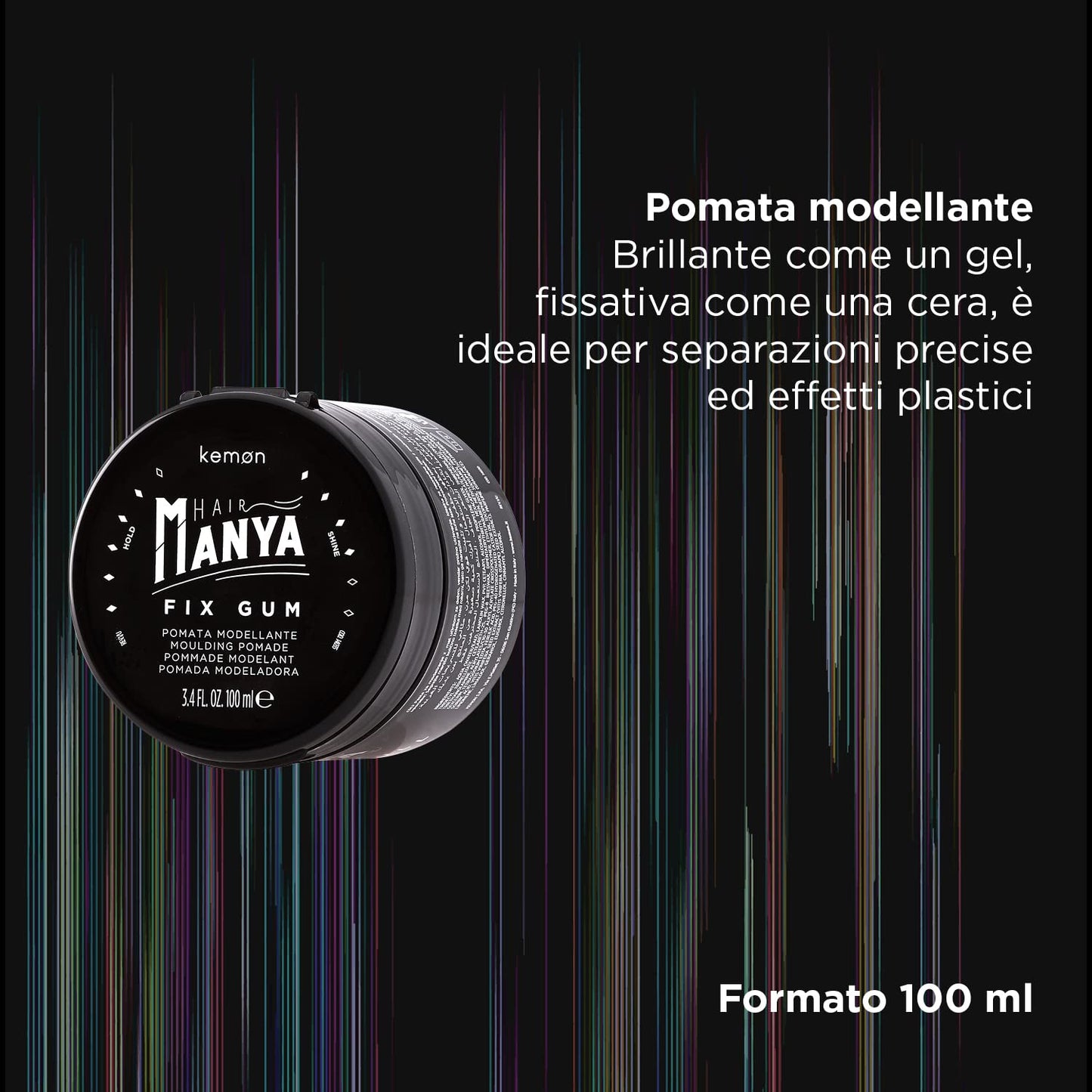 Kemon Hair Manya Fix Gum - Modelling Paste for Extra Shine and Strong Hold, Professional Hair Styling for Him - 100 ml