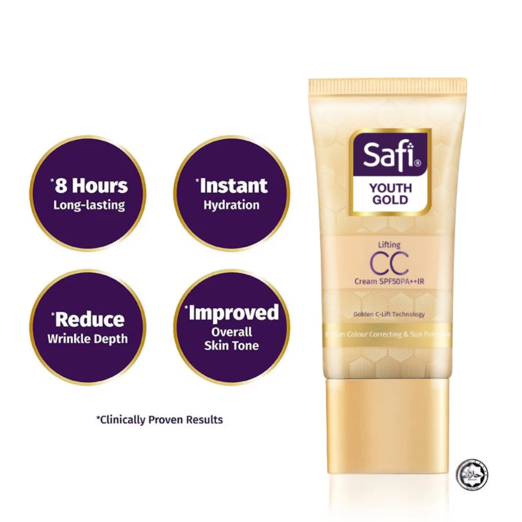 SAFI Youth Gold Lifting CC Cream SPF50PA++IR 25g | Protect from UVA, UVB & IR rays | Youthful | Anti-aging