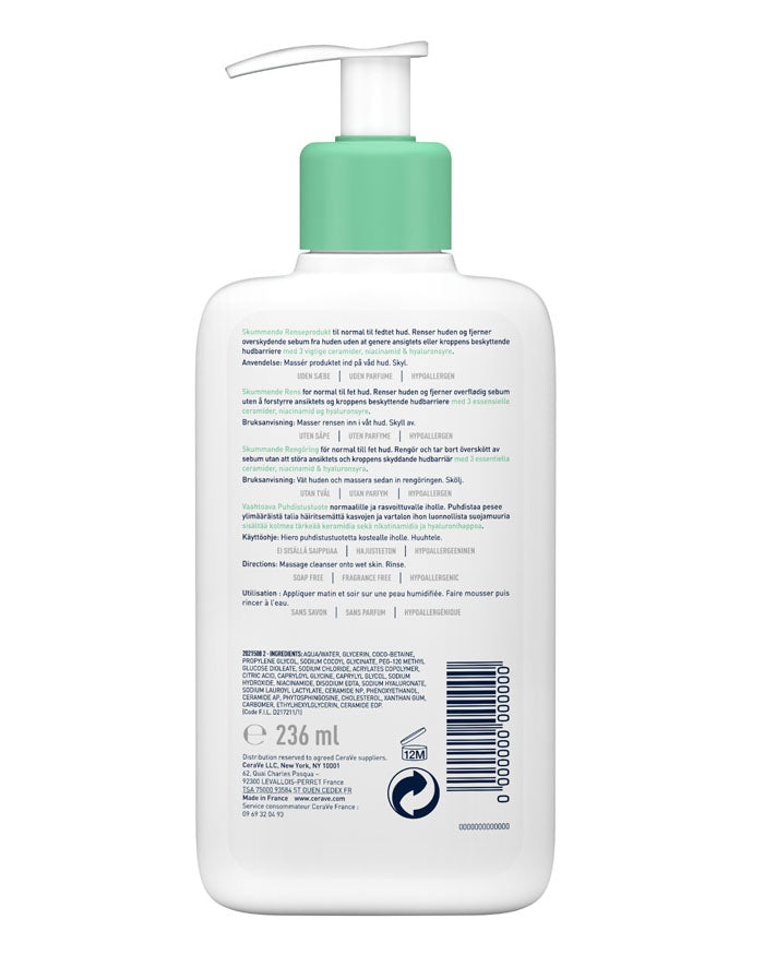 Foaming gel cleanser for normal-to-oily skin